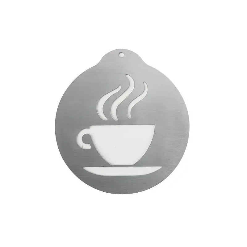 5Pcs Stainless Steel Coffee Stencils Mold Cappuccino Template Milk Cake Cupcake