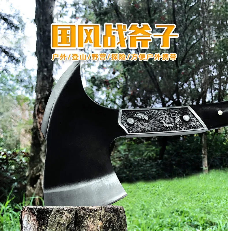 Description Picture 3 of itemOutdoor multifunctional tactical emergency fire axe, chopping wood, garden high-quality wolf head axe