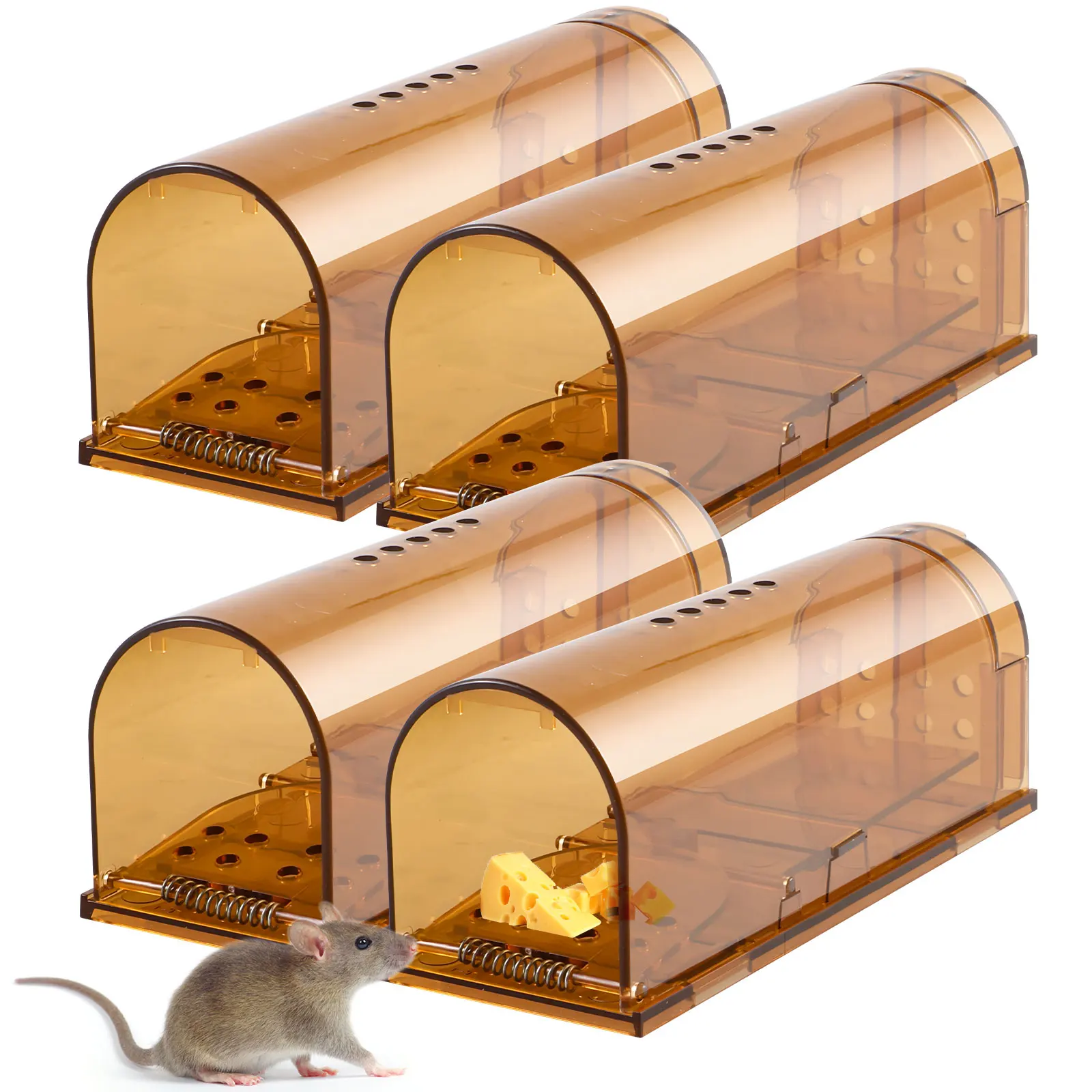 

4Pcs Mouse Trap Humane Catch and Release Mice Trap No Kill Outdoor Mousetrap Catcher for Small Rodent Voles Hamsters Moles
