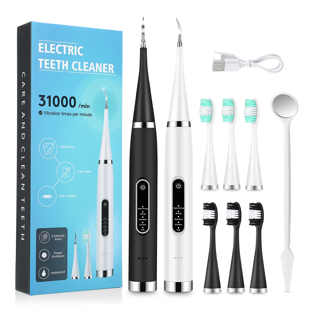 Portable Electric Sonic Dental Scaler Tooth Cleaner Calculus Stains Tartar Remover Dentist Teeth Whitening Oral Care Kit Tools