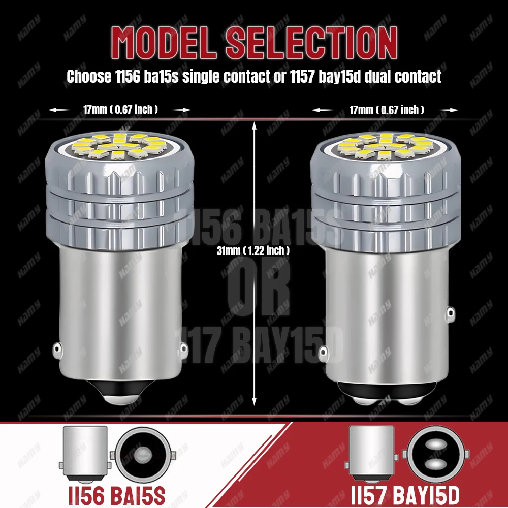 LED Bulb Pack – Bright White 6500K, High Lumen 500LM, Versatile Car Lighting for Turn Signal, Parking, Brake, and Backup