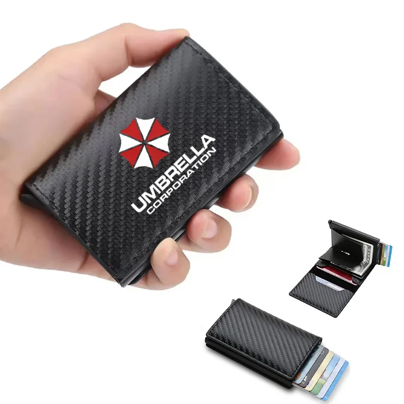 탄소 섬유 RFID 신용카드 홀더 거치대 우산 카드 홀더 남성용 지갑, 은행 카드 홀더 PU 가죽 지갑 2023