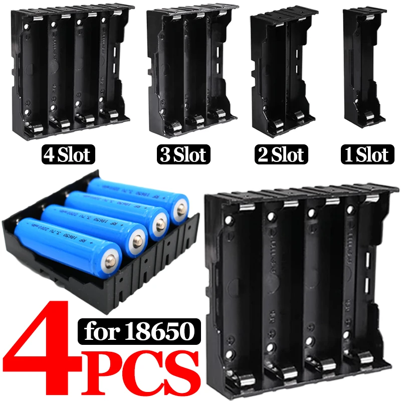 1-4개 18650 배터리 보관함 DIY 3.7V 배터리 홀더 용기 클립 핀 포함 1x 2x 3x 4x 슬롯 케이스 (18650 배터리용)