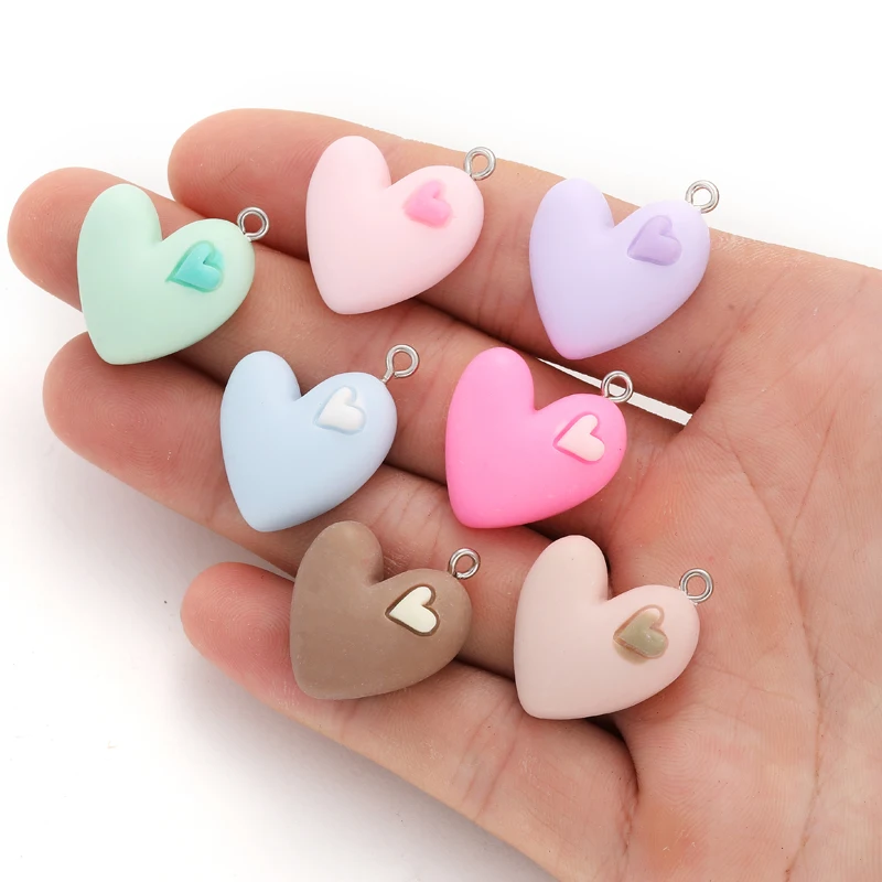 5pcs colors Resin heart shape Charm for Earring Necklace