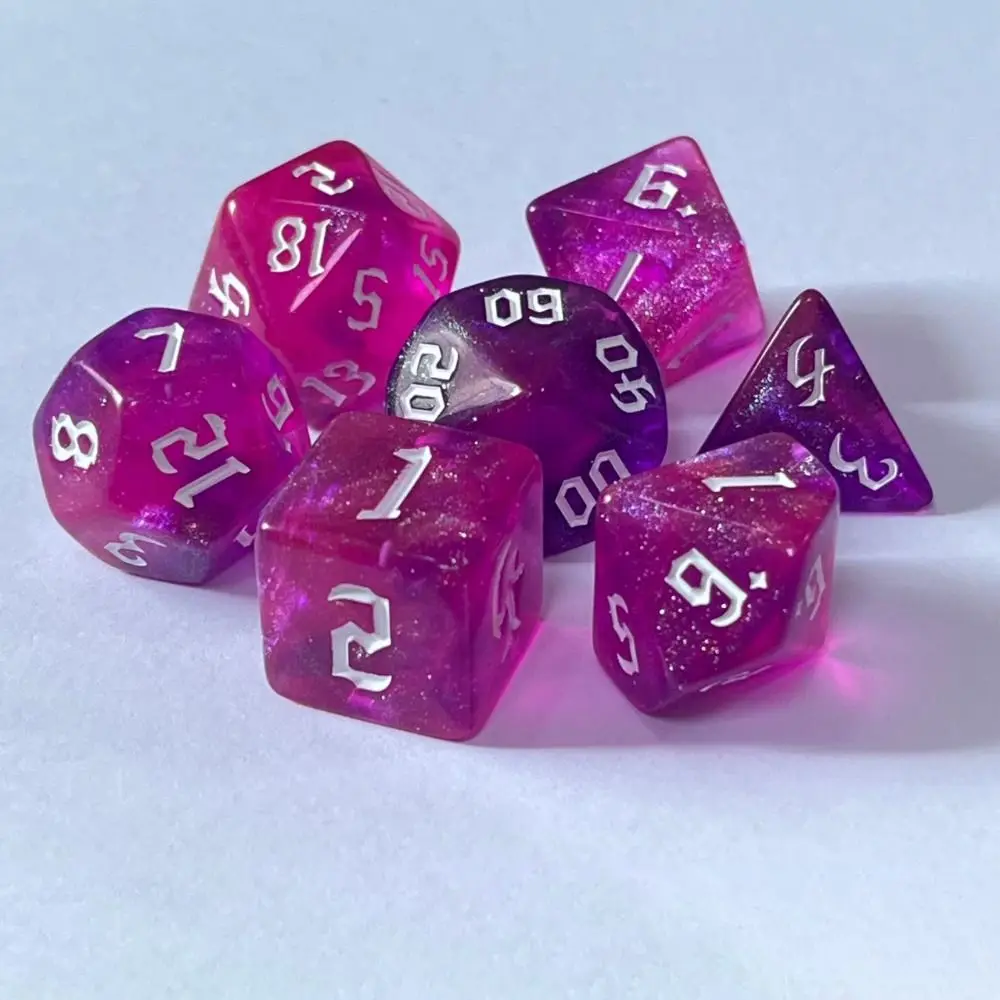 7Pcs/set 7-Die Table Game DND Dice Double Colors Party Game Polyhedral Dice Acrylic D4 D6 D8 D10 D12 D20 Game Dice TRPG DND