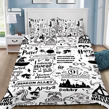 Duvet Cover Pillowcase Bedding Set P-Potters Adult Boy Girl Bedroom Decoration H-Harrys Children Gift Single Double Large Size 1