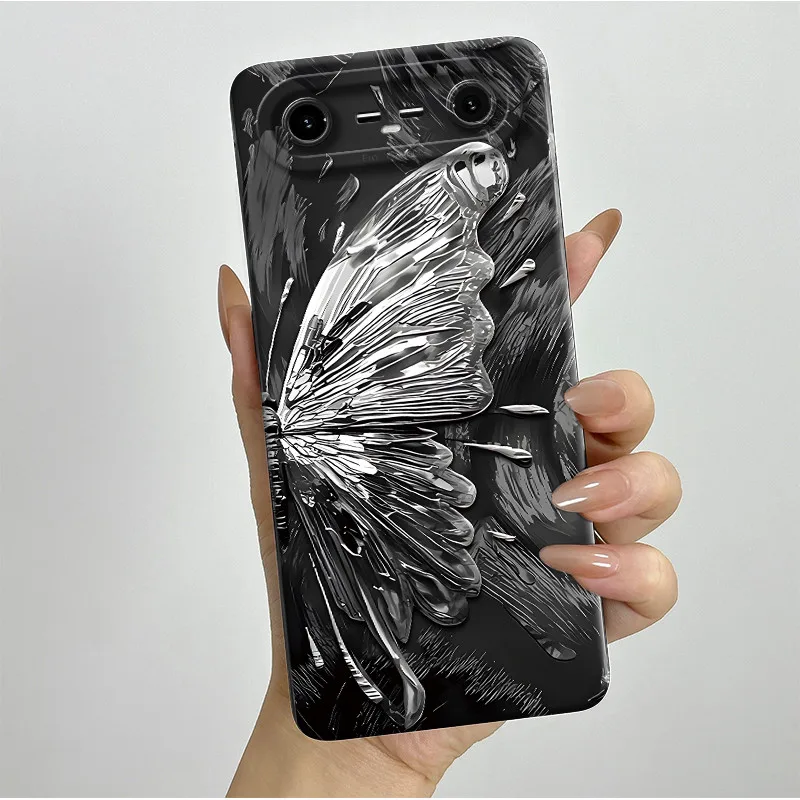 Aesthetic Pretty Butterfly Flower Liquid Soft Silicone Shockproof Back Cover