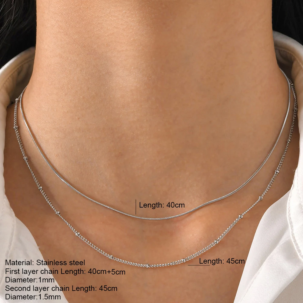 Set Di Collane A Strati Kenivira Per Donna - Oro/argento Regolabili In Acciaio Inossidabile, Con Scatola Regalo
