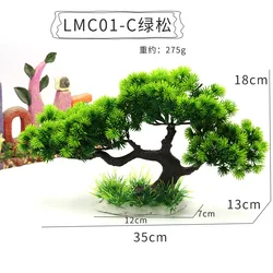 Aquarium Decoration Set: Lifelike Plants, Rocks, and Accessories (LMC01 green)