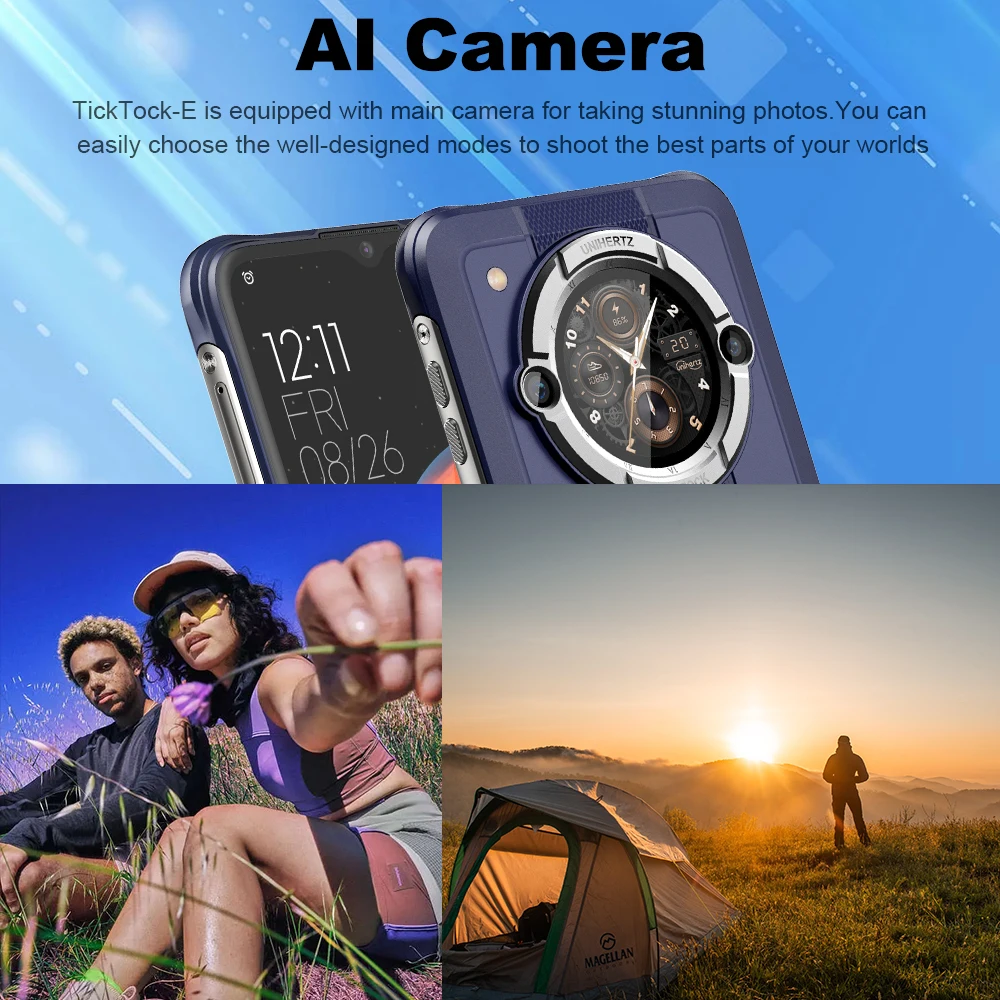 Unihertz Tick Tock E Octa Core Android Smartphone 6000mAh 6.5" Screen 4GB 64GB Mobile Phone 48MP Unlock Fast Charging Phone 6