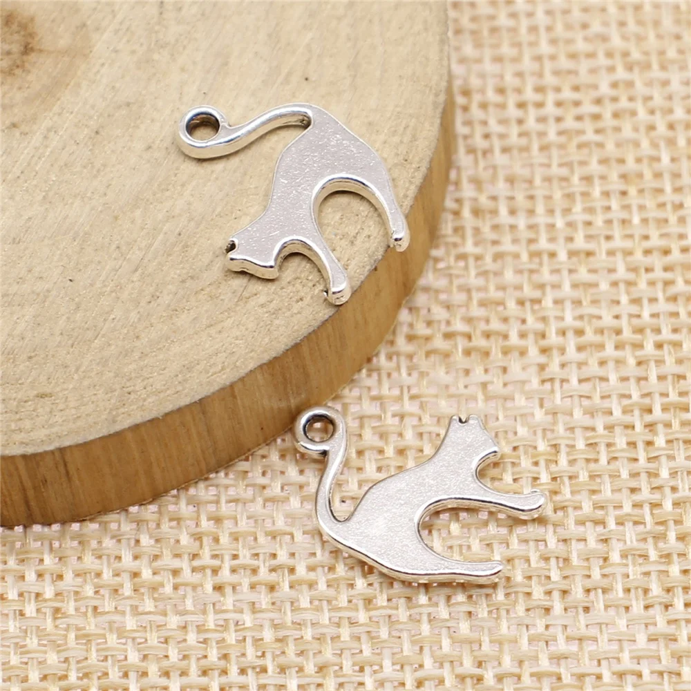 WYSIWYG 20pcs 19x14mm 펜 던 트 고양이 고양이 매력 펜 던 트 쥬얼리 만들기 2 색 고양이 펜 던 트