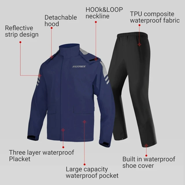 할인가격 60,864원! 오토바이 방풍 방수 재킷, 사이클링 낚시 등산 재킷, 우비 상의 및 하의 세트