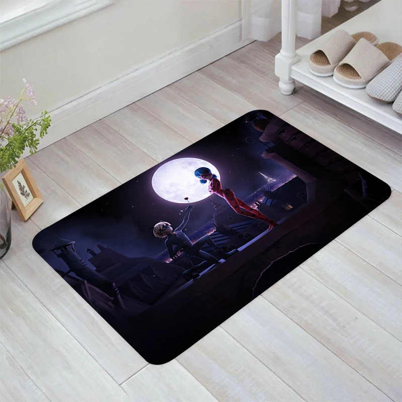 

Miracle Girl Cartoon L-Ladybug Floor Mat Room Rugs Doormat Entrance Door Balcony Home Kitchen Carpet Carpets Foot Rug Mats Bath