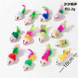 Deluxe Set of 5 Catnip - Infused Faux Fur Rattle Mice - Interactive Toys - 5pcs (Random B)