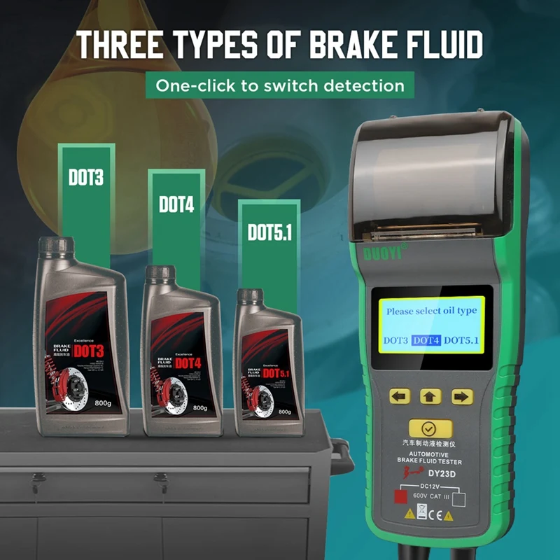 DUOYI DY23D brzda mazat tester digitální displej řádný a lehký alarm voda náplň tester