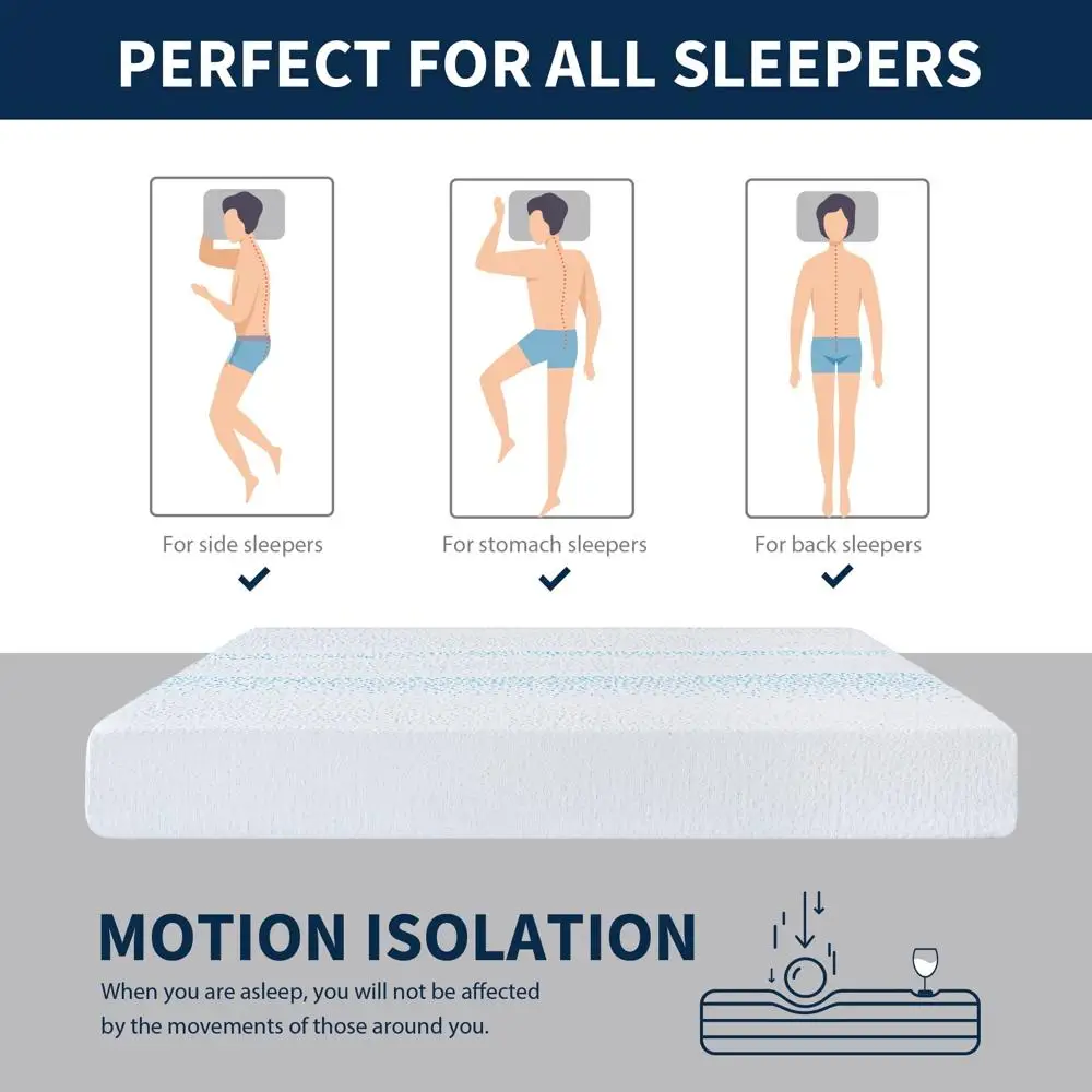 Essence Sleep Full Size Memory Foam Mattress 6 Inch Thickness Motion Isolation Durable Cover Medium Firmness Comfortable Support 5