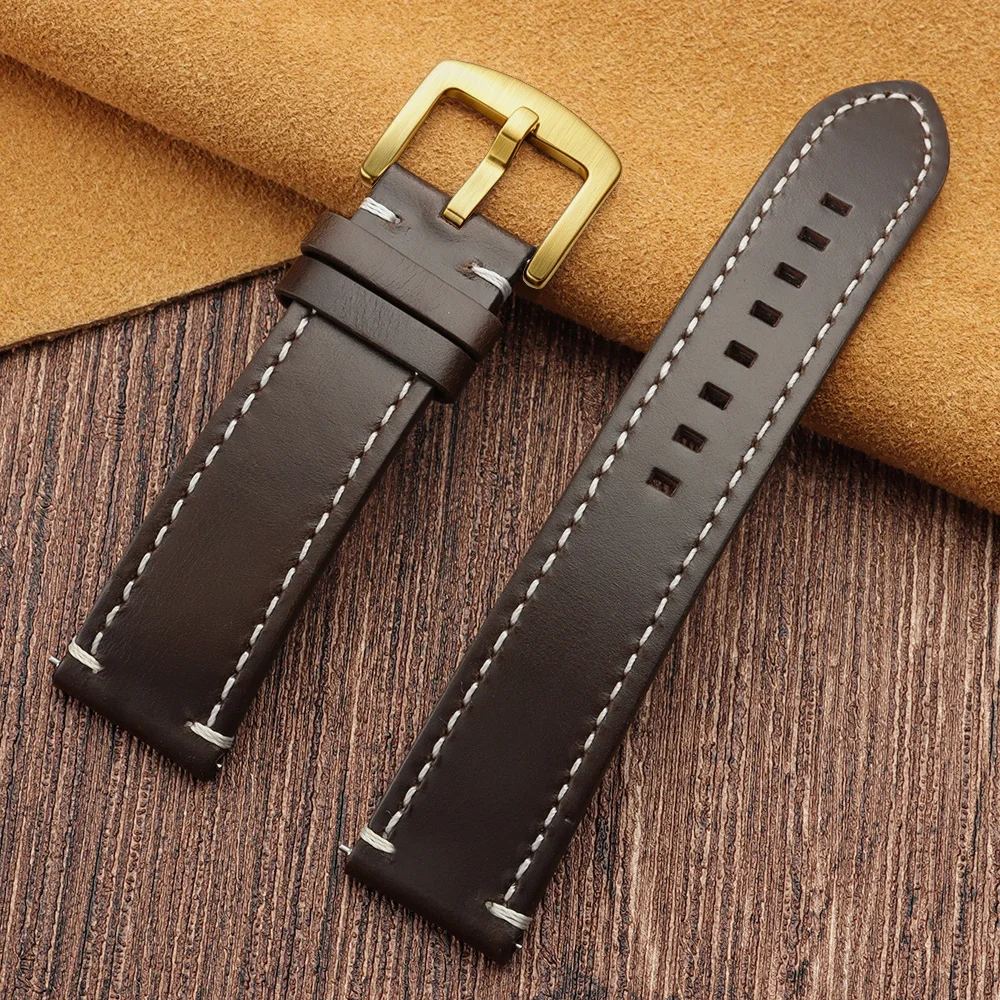 Vintage Stitching Genuine Leather Watchband - Universal Sport Strap with Accessories