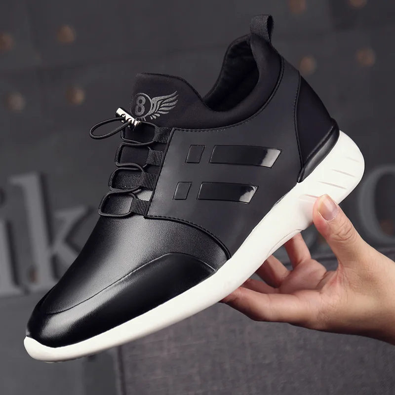 

2023 Original Men's Sneakers Quality Cow Leather Shoes Brand 6Cm 8Cm Men's Breathable Casual Shoes Lightweight Sports Shoes