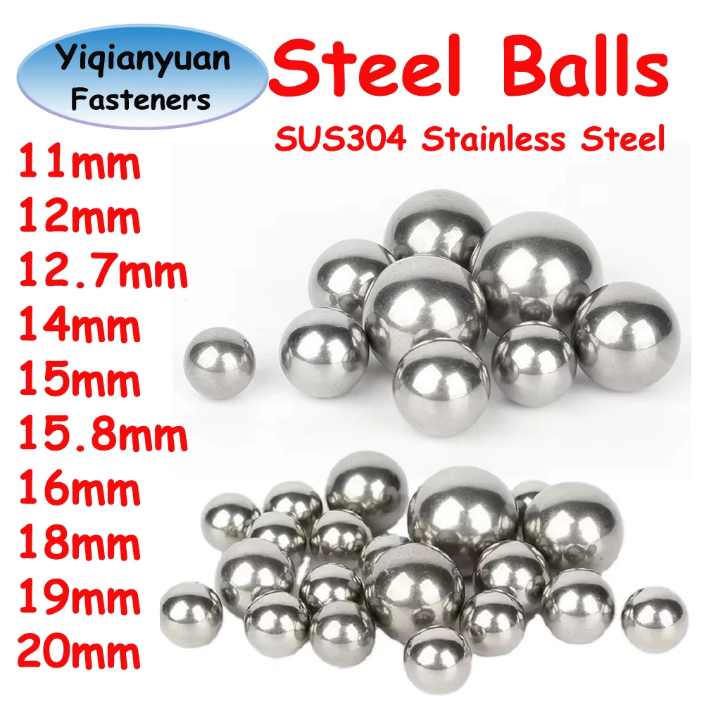 Yiqianyuan SUS304 สแตนเลสสตีล 11 มม.12 มม.12.7 มม.14 มม.15 มม.-20 มม.เรียบแบริ่งเหล็กทรงกลมลูกลูกปัด 1