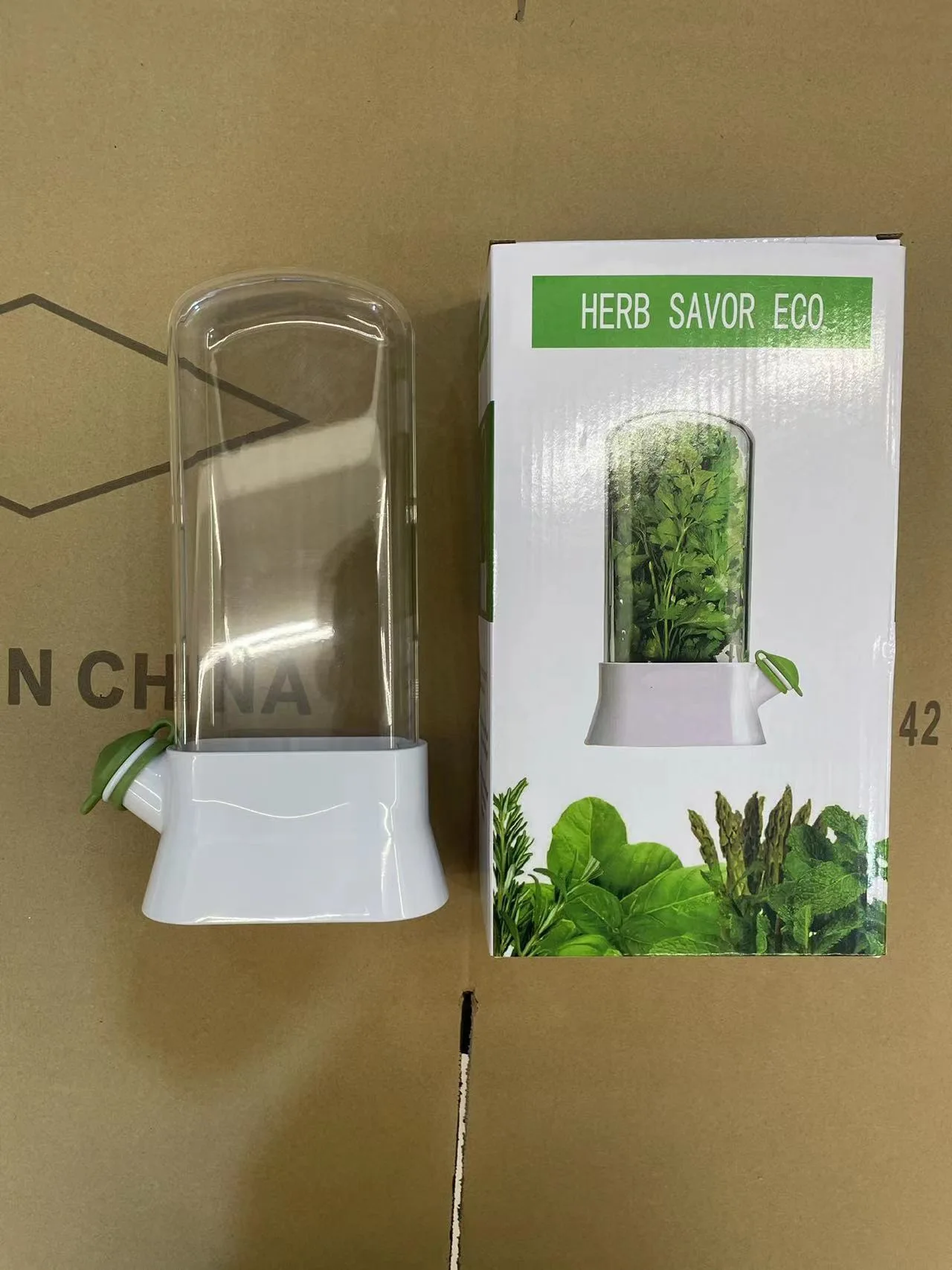 냉장고 허브 크리스퍼 세이버 포드 용기, 야채 보존 병, 허브, 실란트로, 민트, 파슬, 아스파 거스, 신선한 녹색 유지
