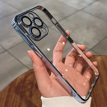 Luxury Electroplated Protection Case For iPhone 11 12 13 14 15 Pro Max Xs XR Max 7 8 Plus Mini SE2020 Soft Transparent Cover - Image 1