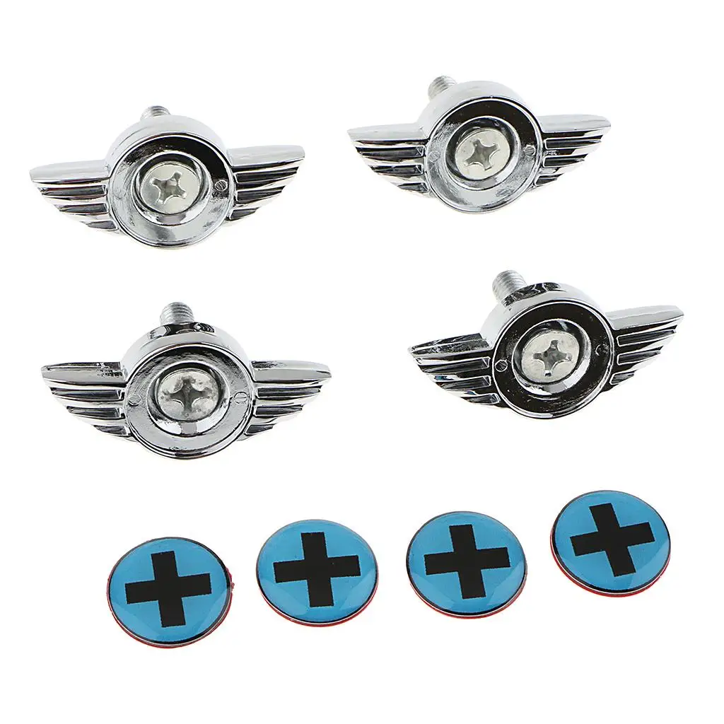 4 Sets Car Trunk License Plate Frame Fastener Screw Caps Bolt Covers