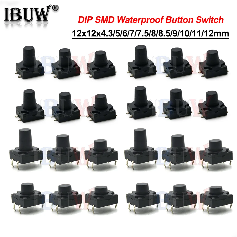 10PCS 12x12 PCB Tactile Mini Push Button Switch SMD DIP 4pin Micro