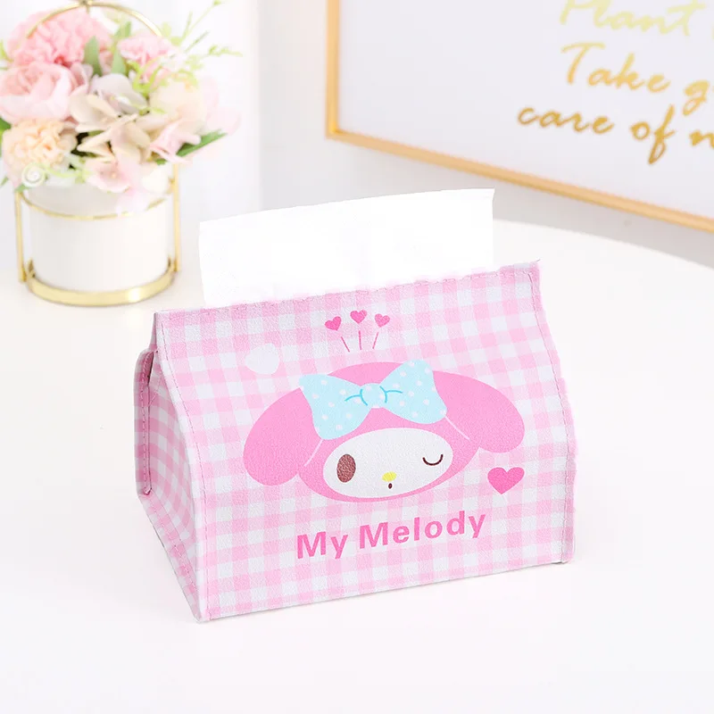 thumbnail image 1 of Nueva caja de pañuelos de escritorio Sanrio Hello Kitty Caja de toallas de papel Kuromi Home Car Caja de almacenamiento de pañuelos My Melody de cuero para sala de estar, 1 of 5