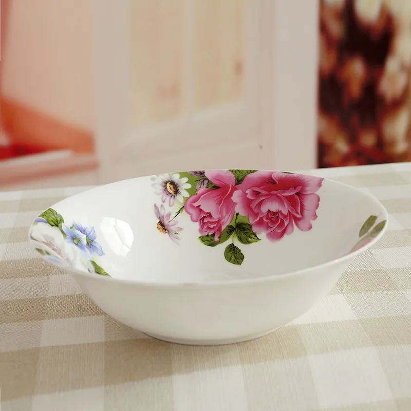 9 inch, bone china dinner serving tray, floral wedding decorative plates, ceramic soup plate, porcelain servies et dishes