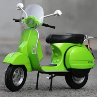 1/10 Vespa 125 Alloy Leisure Motorcycle Model Diecasts Metal Street Motorcycle Model Simulation Sound and Light Childrens Gifts 1