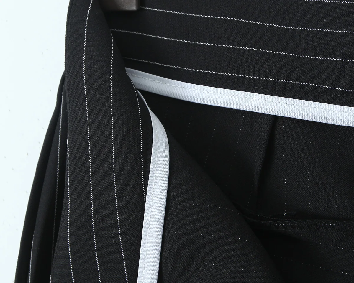 Spring Black Striped Oversized Blazer Women Loose Notched Full Sleeve Suits High Waist Long Flare Pants Halter Tank Tops