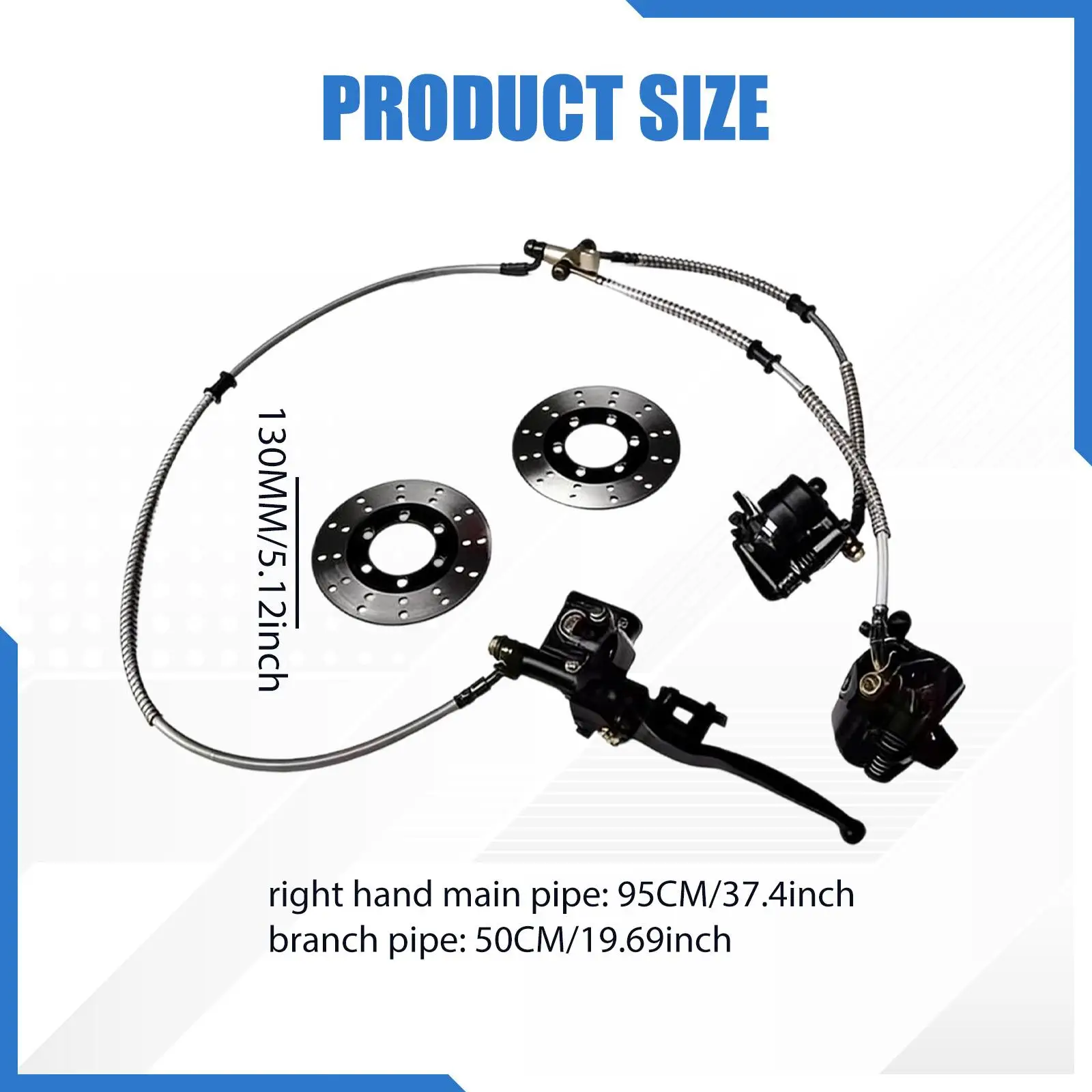 130mm 디스크 로터 프론트 브레이크 캘리퍼 마스터 실린더 고카트 브레이크 키트 (4륜 ATV UTV 골프 카트용)