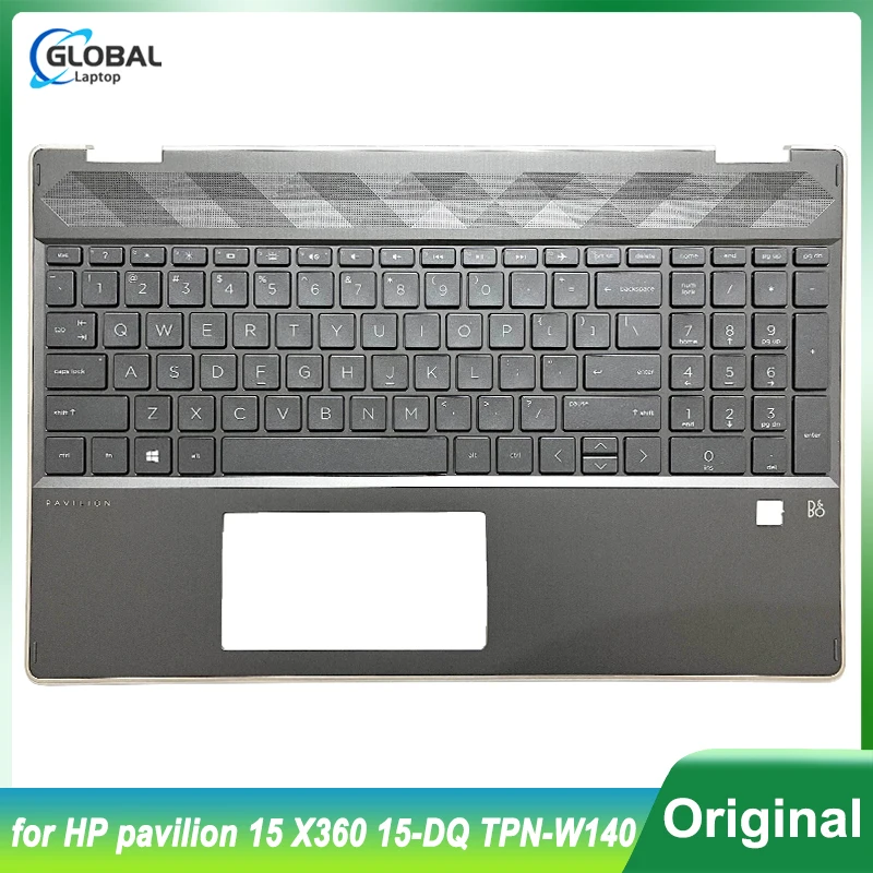

New US UK Keyboard for HP pavilion 15 X360 15-DQ TPN-W140 Laptop Palmrest Upper Cover Top keyborad with fingerprint L51363-001