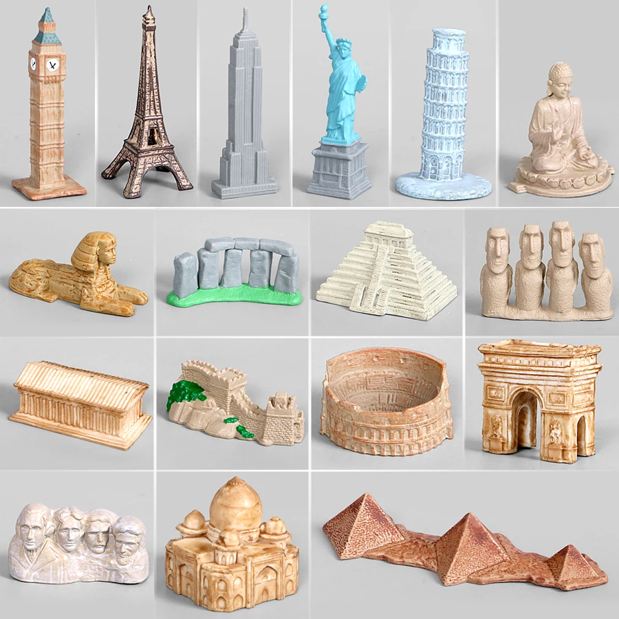 

Mini Simulation Architectural Monuments Model Set,Realistic The Great Wall,Eiffel Tower,Sphinx Miniature Collection Toy For Kids