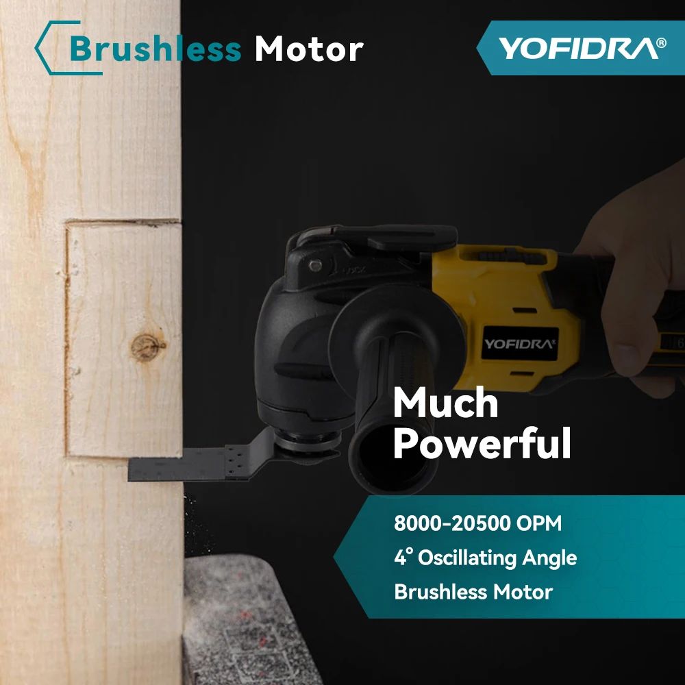 YOFIDRA Brushless Oscillating Multi Tool Cordless Vibration Woodworking Powerl Tool Electric Trimmer Saw for Makita 18v Battery 5