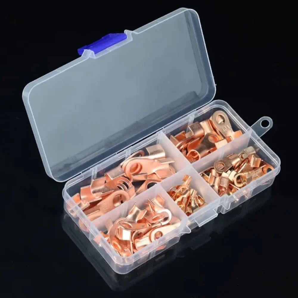 

70PCS Wire Lug Termianl 10A 20A 30A 40A 50A Copper Battery Cable Connectors Terminal Open Lugs Wire Terminals