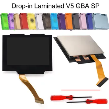 게임보이 어드밴스 SP용 백라이트 LCD 교체 모드 키트, 컷 쉘 케이스 필요 없음, V5 IPS GBA SP