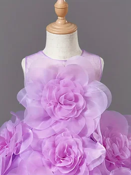 Girls Princess Dress Luxury Elegant Lilac Sleeveless Party Evening Dresses Kids Wedding Birthday Ball Gown For Girl Children 2