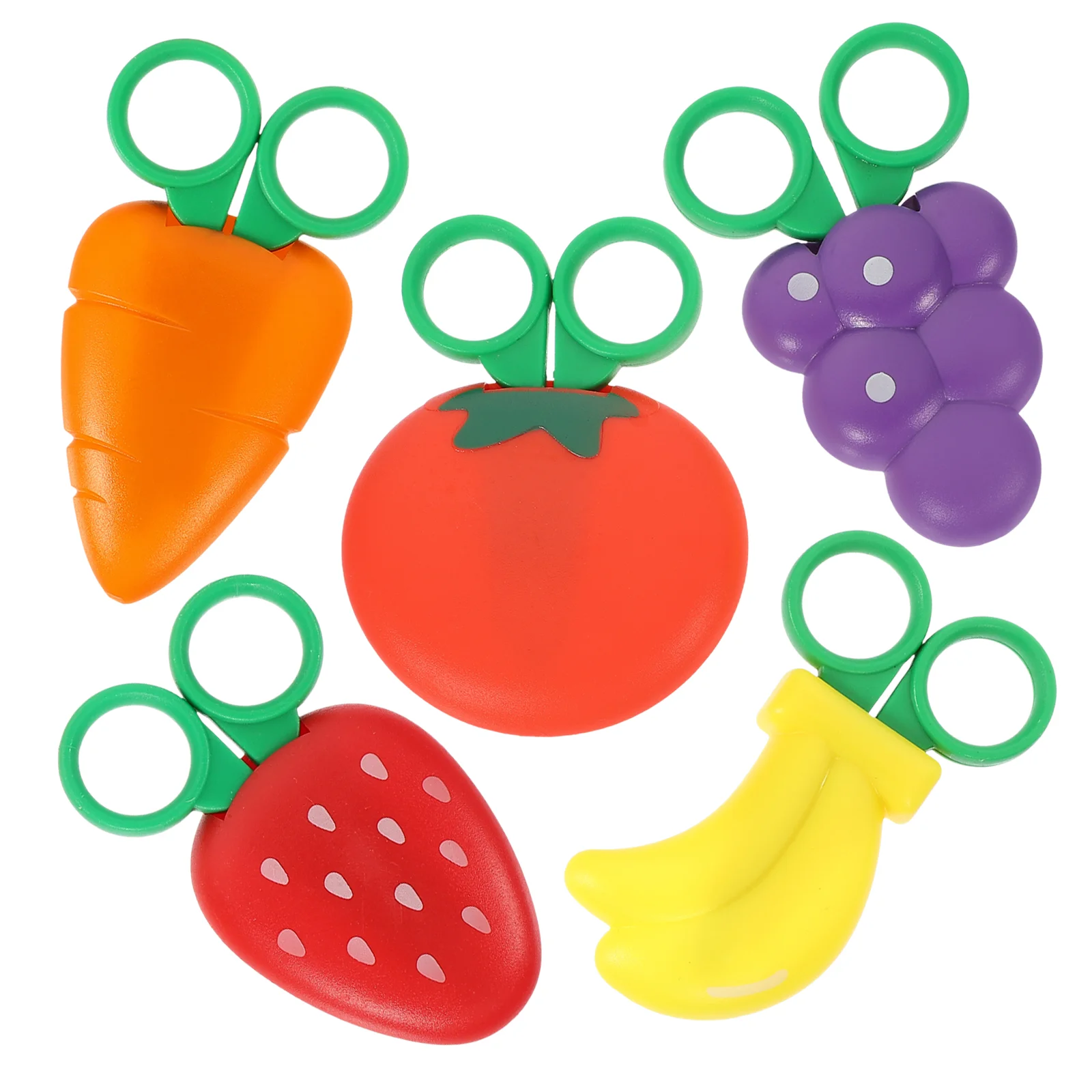 5 Pcs Fruit Shape Scissors White Board Fridge Kids Ages 3-5 Safety