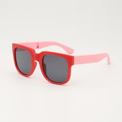 Stylish UV-Resistant Folding Baby Sunglasses with New Trendy Box Design (Red)