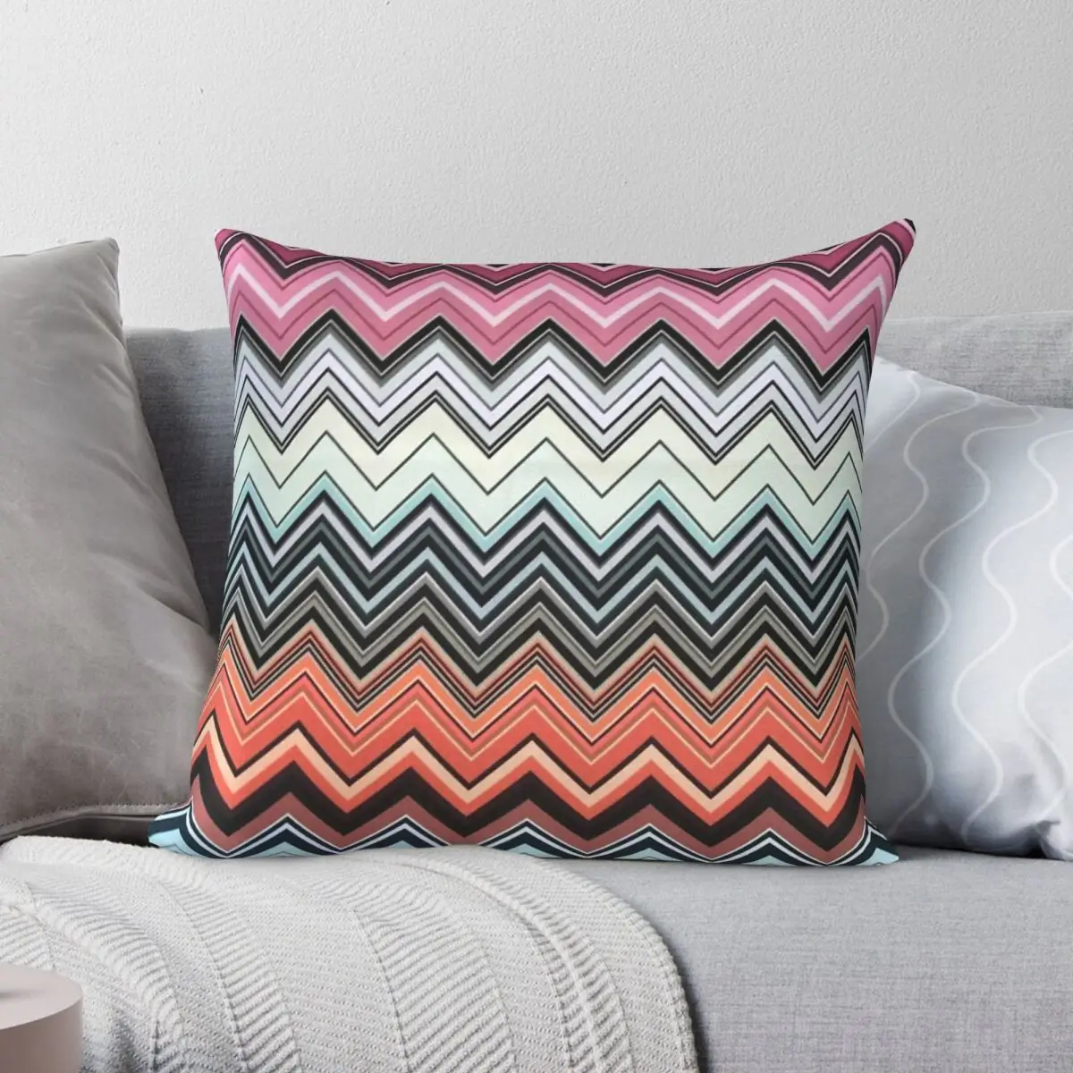 Casa Zig Zag Federa Quadrata Poliestere Lino Velluto Creativo Zip Decor Federa Cuscino Letto 45X45