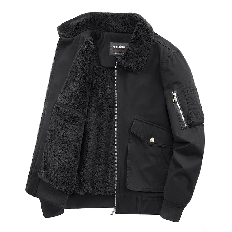 Autumn/winter Fleece-lined Thickened Woolen Jacket For Middle-aged Elderly Men Warm Excessively Large Leisure Winter Clothing 5