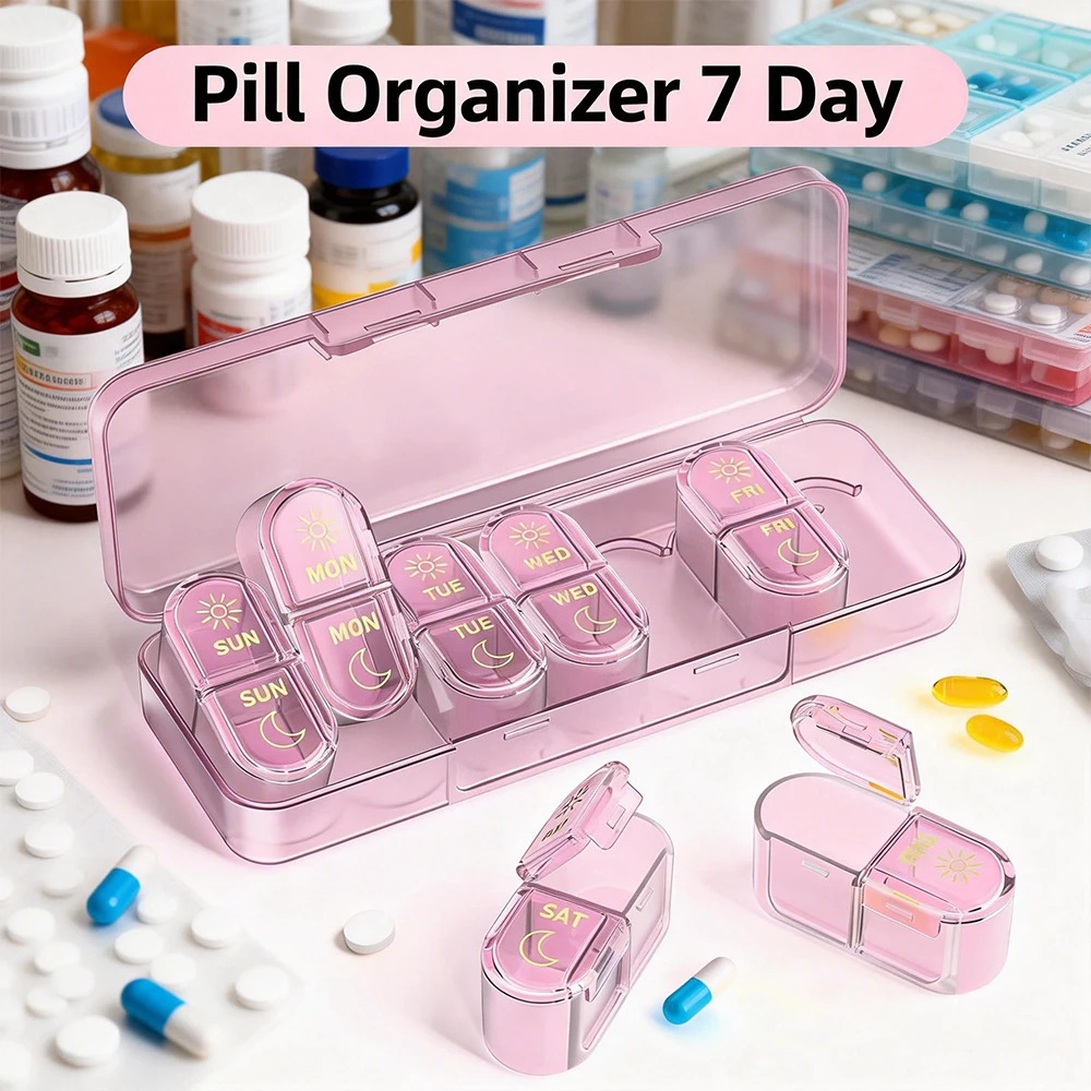Travel-Friendly 7-Day AM/PM Medicine Organizer & Weekly Pill Case