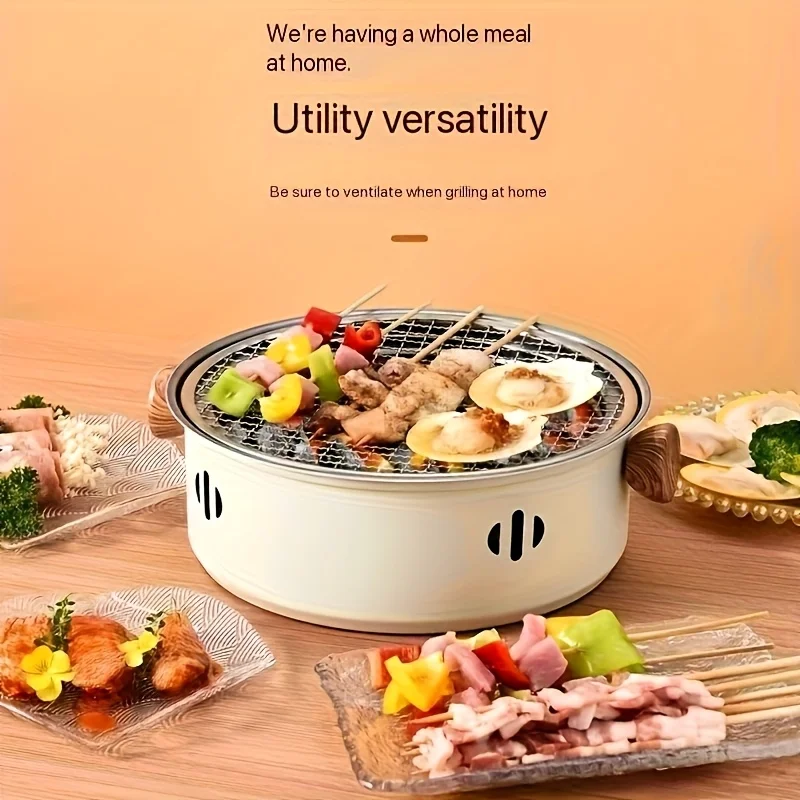 Portable Smokeless Charcoal BBQ Grill with Handles