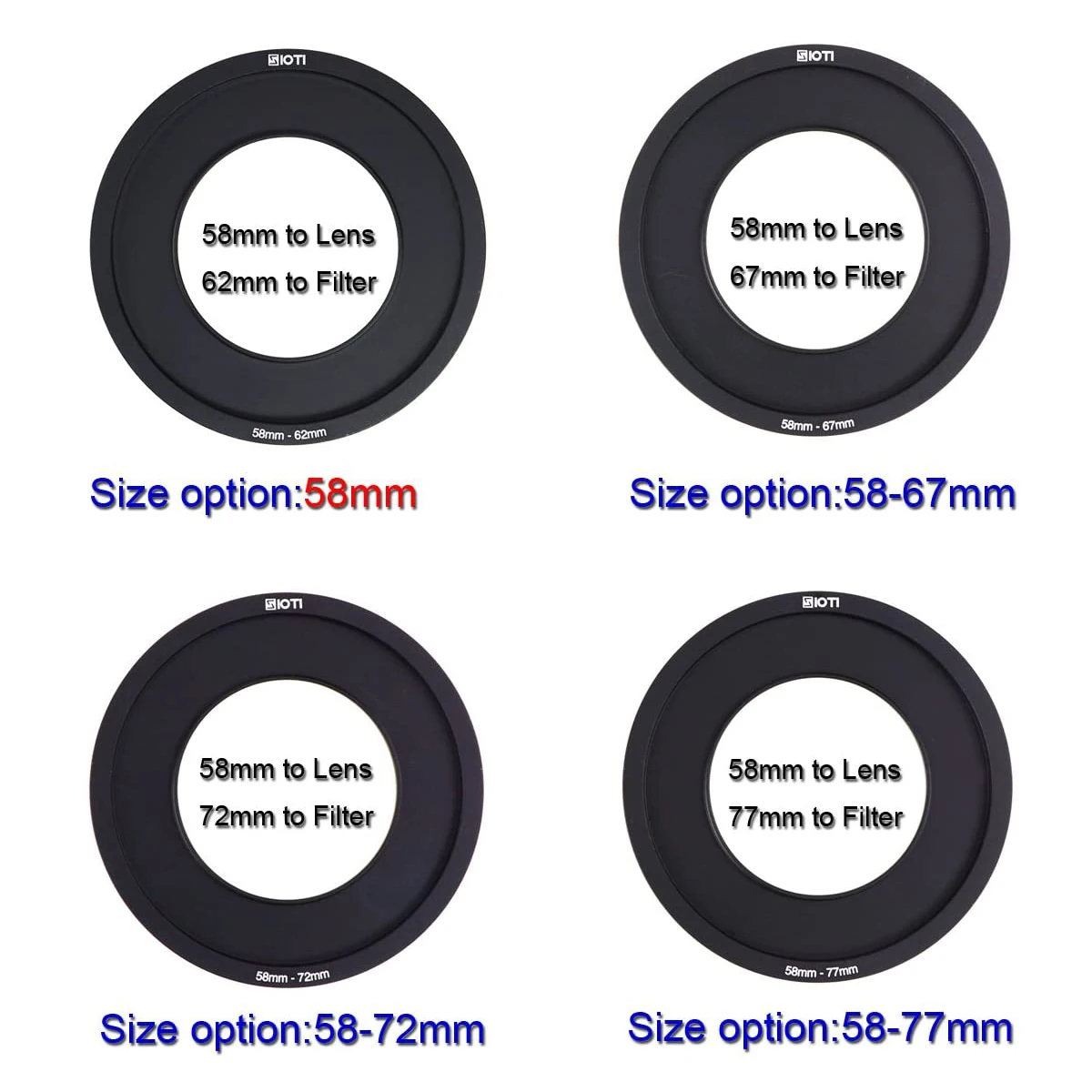 

SIOTI 58/62/67/72/77/82MM Metal Adapter Ring for 100*150mm Square Z Series only for Metal Modular Filter Holder