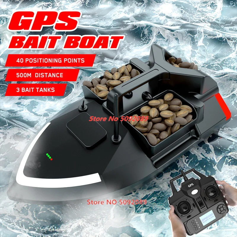 Smart 40 Points GPS Fishing Bait Boat GPS Auto Return RC Nesting Boat 2KG Loading 500M Distance Fixed Speed Cruise Bait Boat Toy 2