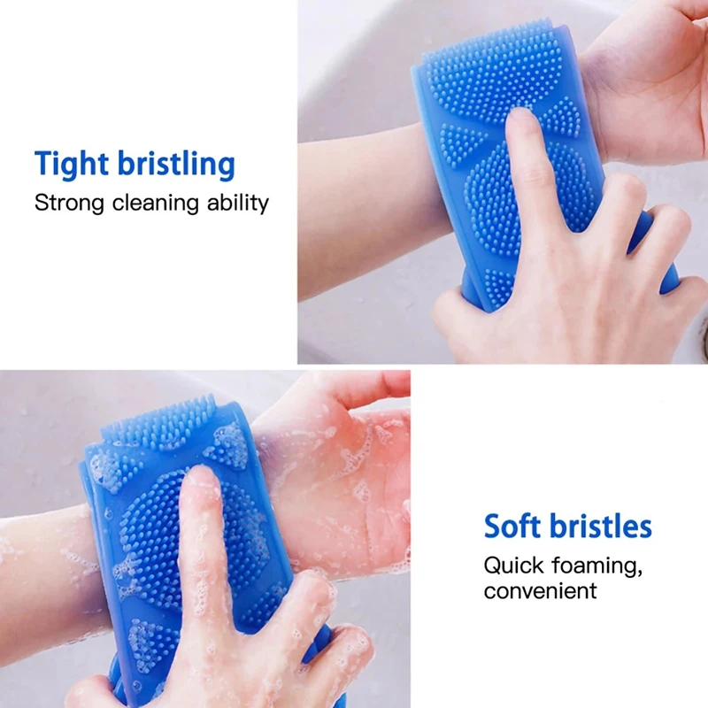 Escovas De Banho De Silicone e Toalhas De Chuveiro, Body Scrubber, Back Scrubber, Skin Scrubber Estendido, Peeling Massage Brushes