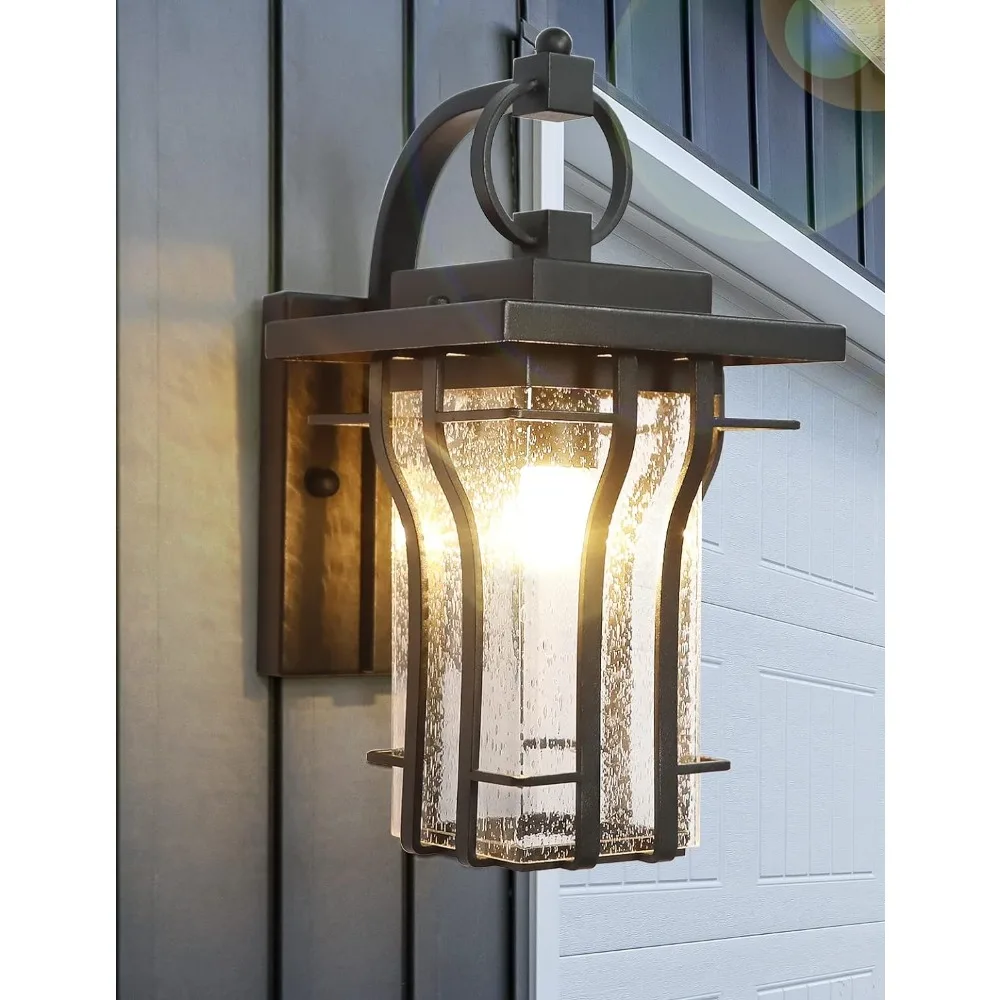 Outdoor Wall Lamp, Exterior Wall Lantern Waterproof with Seeded Glass Porch Lighting Mount, Outdoor Wall Lamp door hinges 90 degree glass door hinge stainless steel wall mount frameless glass fixing t clip for bathroom display glass doors