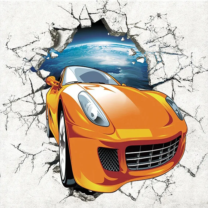 carro quebrado foto da parede mural restaurante cafe ktv barra fundo 3 d 04