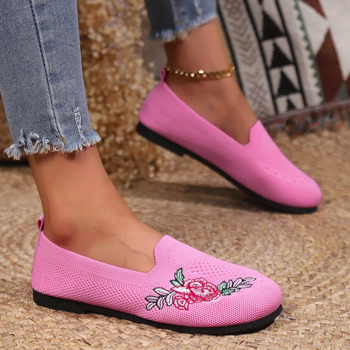 New Mesh Ballet Flats Women Square Toe Daily Loafers Breathable Flats Driving Shoes Sneakers Boat Shoes woman flats
